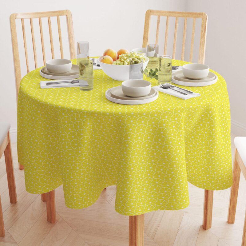 Round Tablecloth, 100% Polyester, 70  Round, Allover Lemon Slices - Image 2