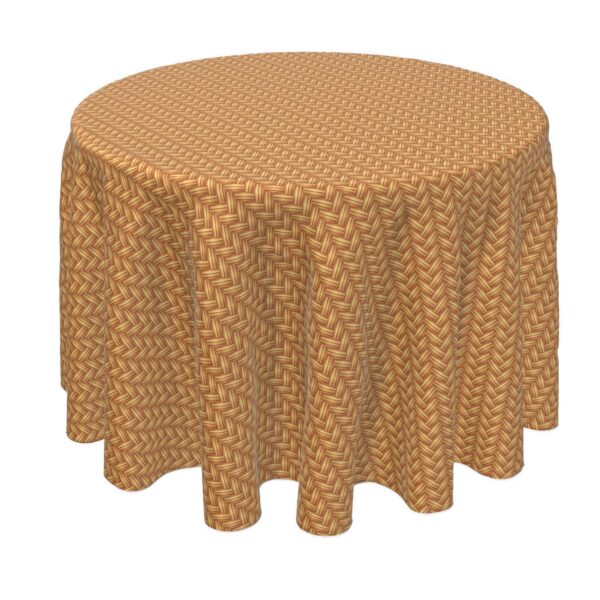 Round Tablecloth, 100% Polyester, 60  Round, Criss Cross Bark Wicker