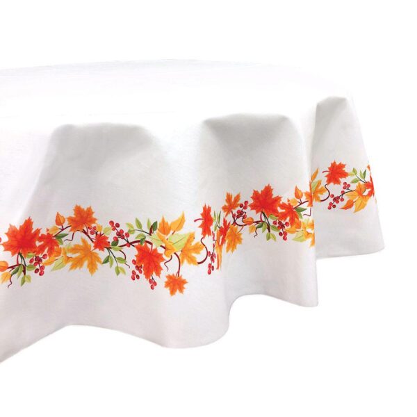 Round Tablecloth, 100% Polyester, 70  Round, Autumn Leaves Border