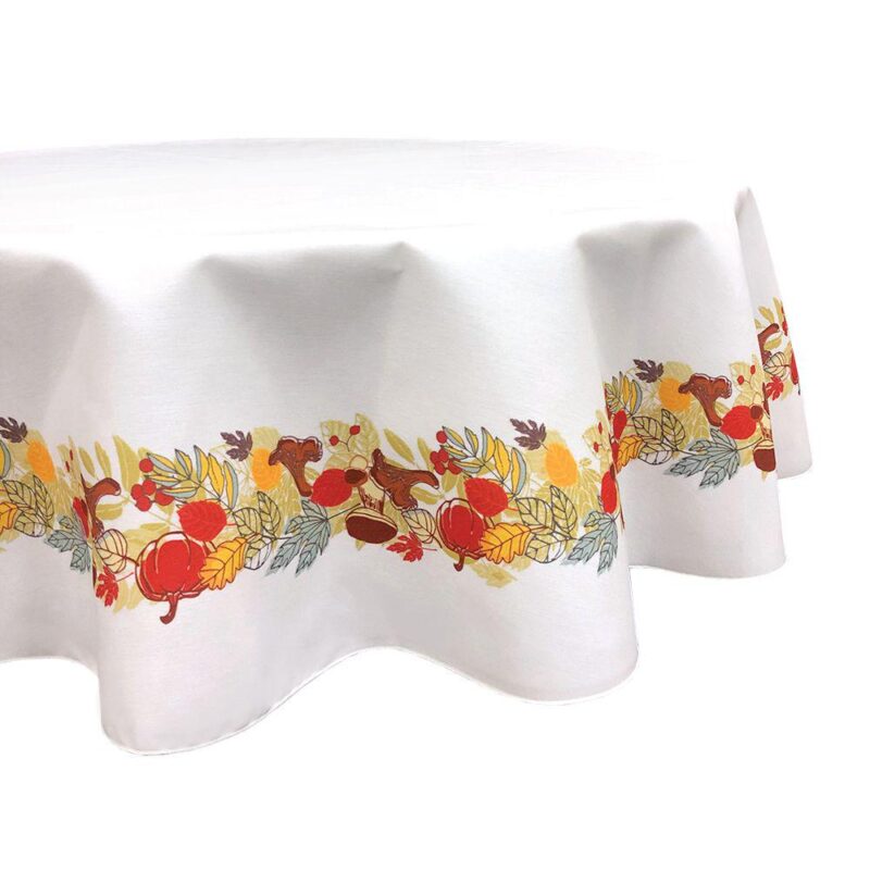 Round Tablecloth, 100% Polyester, 70  Round, Artistic Autumn Garland