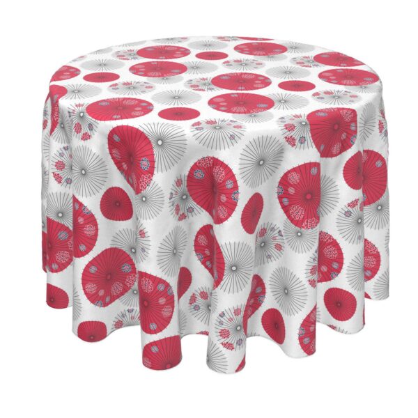 Round Tablecloth, 100% Polyester, 90  Round, Red Japanese Umbrella Design