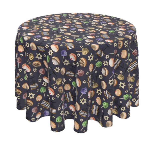 Round Tablecloth, 100% Polyester, 70  Round, Dreidel Delightfulness