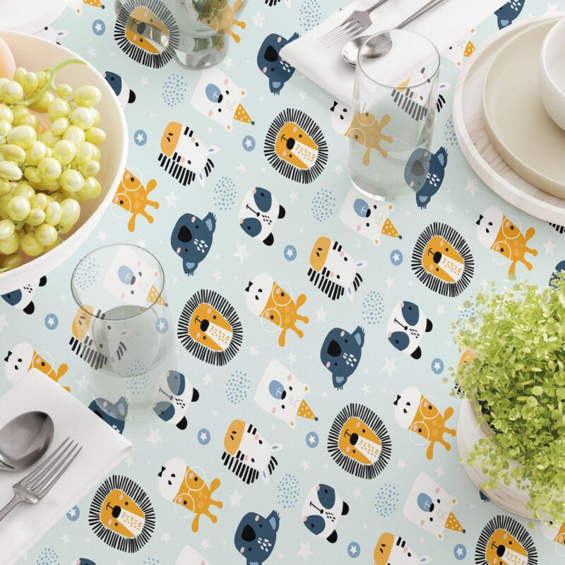 Round Tablecloth, 100% Polyester, 90  Round, Animal Faces - Image 3
