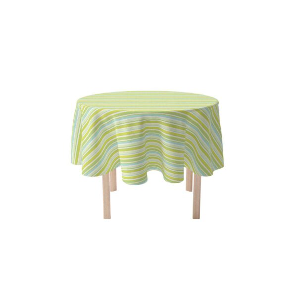 Round Tablecloth, 100% Polyester, 60  Round, Green Stripes and Ink Splatter