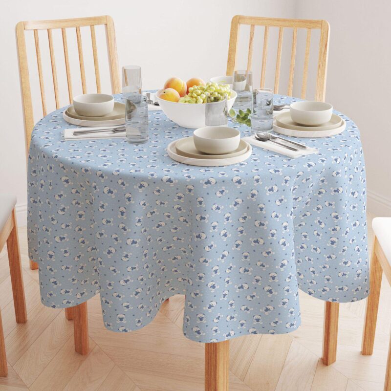Round Tablecloth, 100% Polyester, 60  Round, Blue Teddy Bears - Image 2