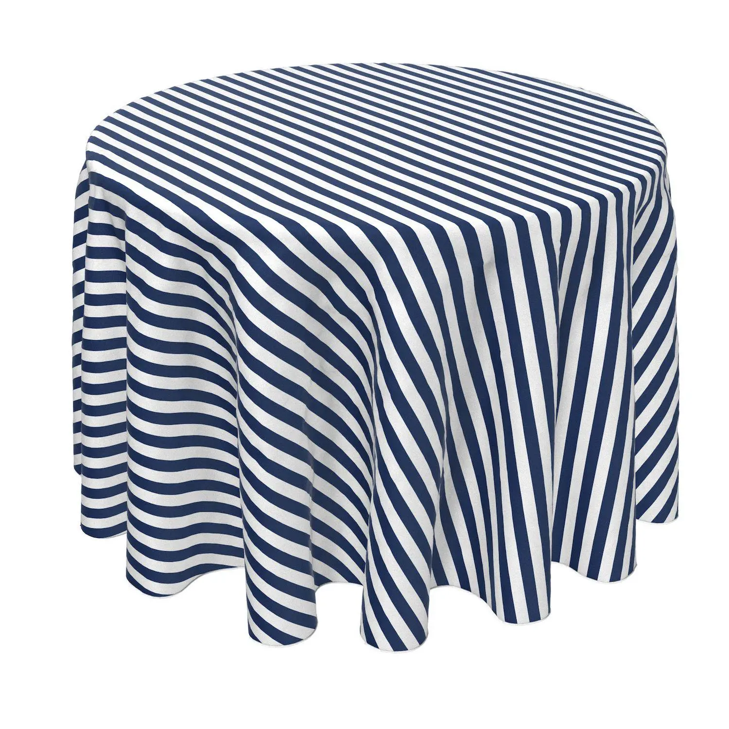 Round Tablecloth, 100% Polyester, 60 Round, Small Stripes, Navy 1 Round Tablecloth, 100% Polyester, 60  Round, Small Stripes, Navy
