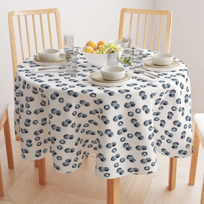 Round Tablecloth, 100% Polyester, 60  Round, Blueberry Picnic - Image 2