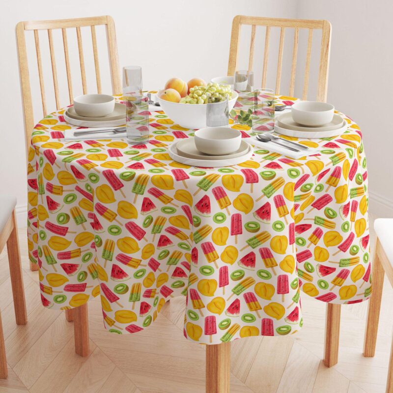 Round Tablecloth, 100% Polyester, 60  Round, Summer Fruit Pops - Image 2