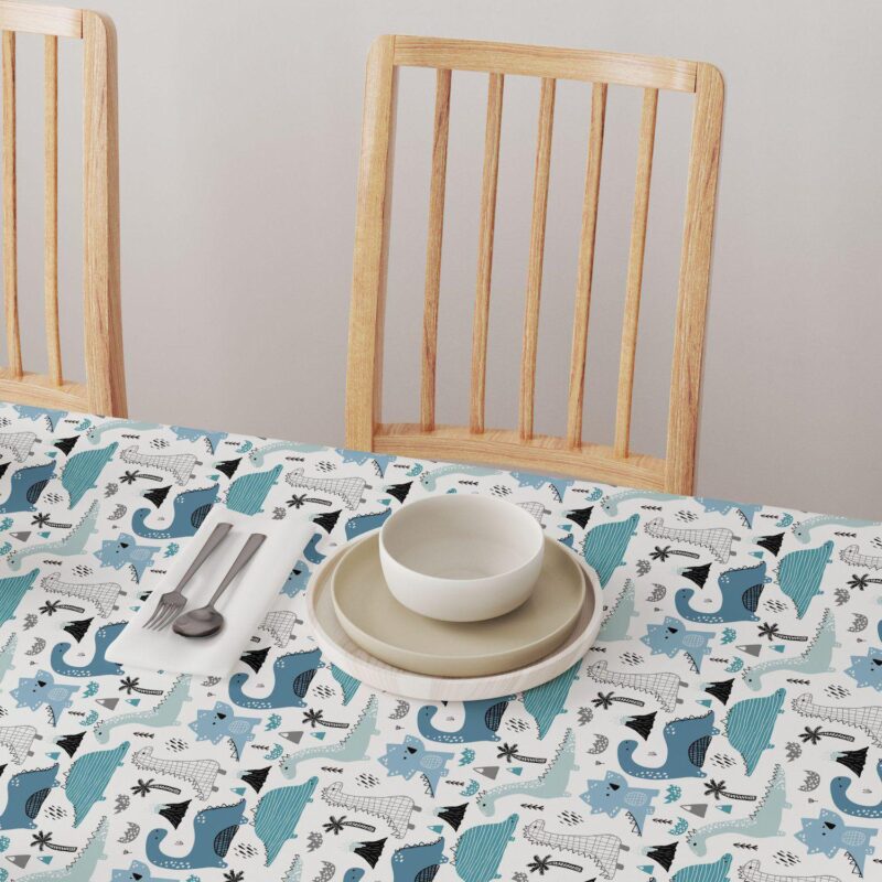 Round Tablecloth, 100% Polyester, 60  Round, Hand Drawn Dinosaurs - Image 4