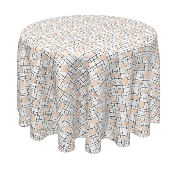 Round Tablecloth, 100% Polyester, 60  Round, Simple Floral Check