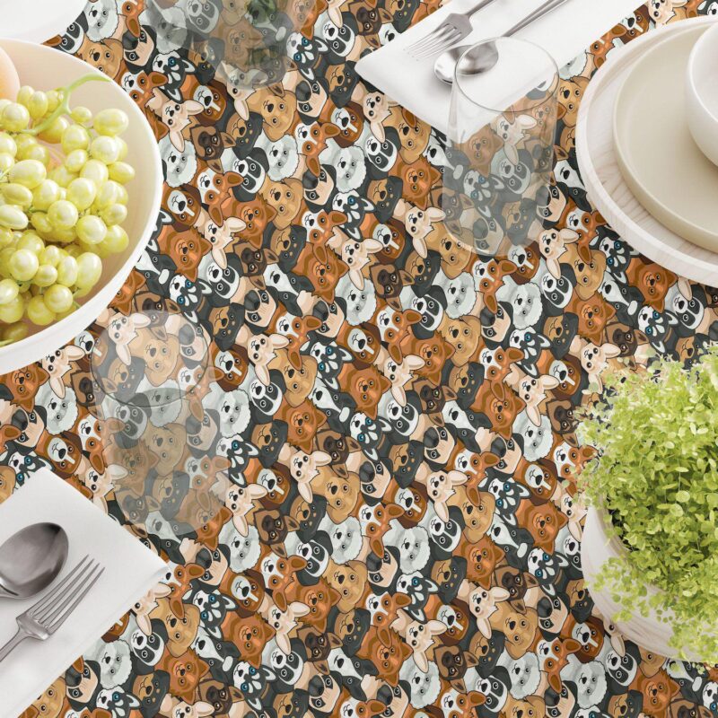 Round Tablecloth, 100% Polyester, 70  Round, Cheerful Dogs - Image 3