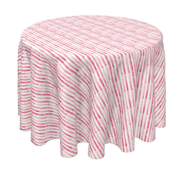 Round Tablecloth, 100% Polyester, 60  Round, Pink Watercolor Stripes