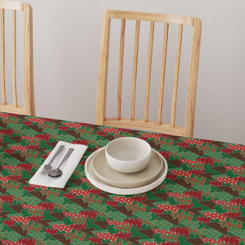 Round Tablecloth, 100% Polyester, 90  Round, Christmas Tree Patchwork - Image 4