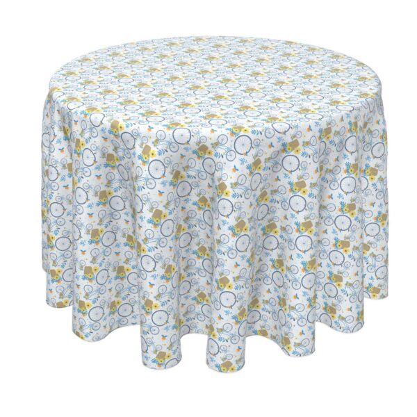 Round Tablecloth, 100% Polyester, 90  Round, Vintage Bikes and Floral Baskets