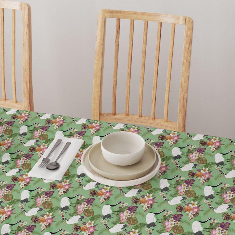 Round Tablecloth, 100% Polyester, 90  Round, Japanese Crane and Flowers - Image 4