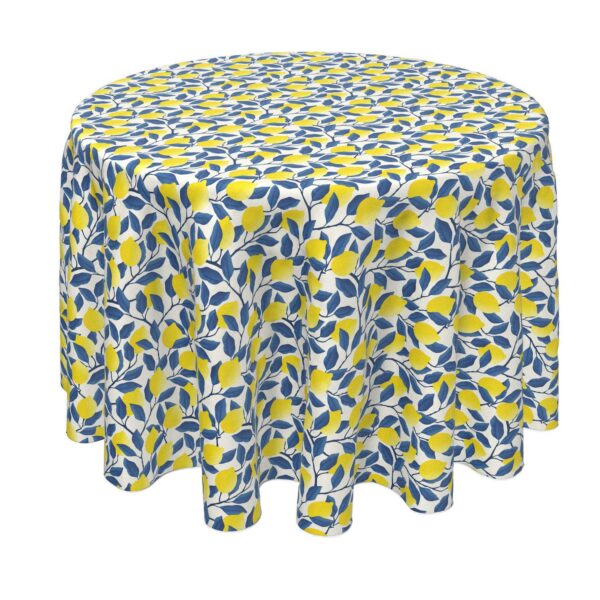 Round Tablecloth, 100% Polyester, 90  Round, Lemon Tree with Blue Leaves