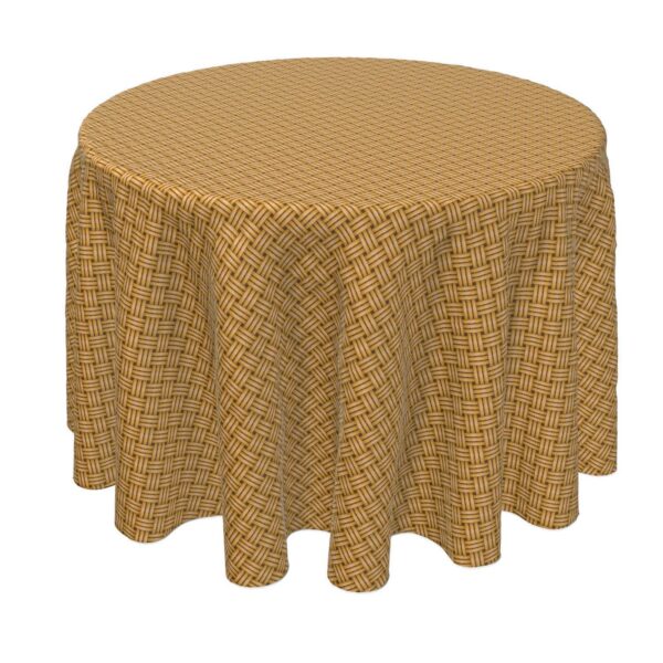 Round Tablecloth, 100% Polyester, 90  Round, Wicker Reed Fence