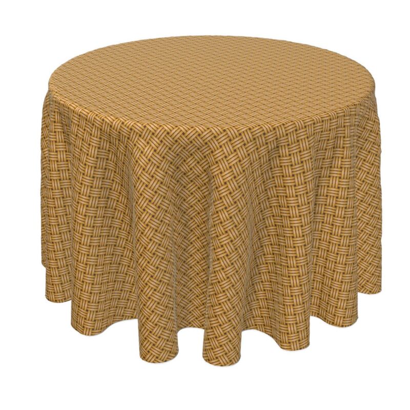 Round Tablecloth, 100% Polyester, 90  Round, Wicker Reed Fence