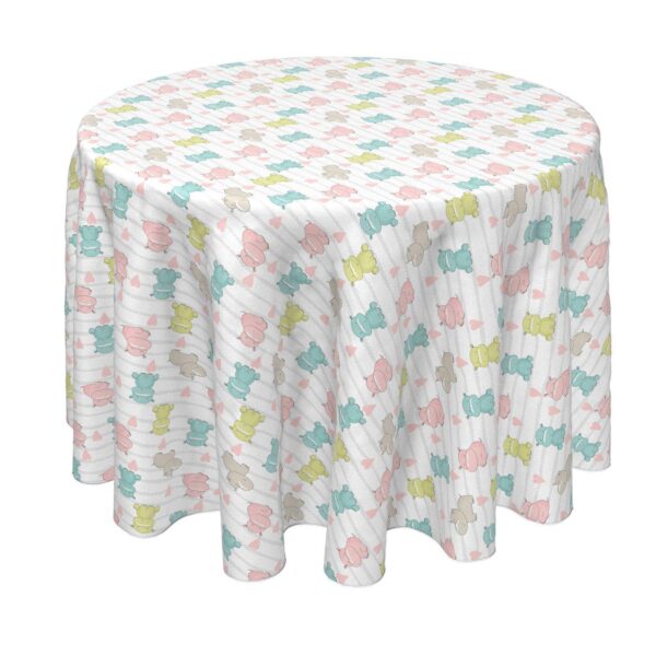 Round Tablecloth, 100% Polyester, 90  Round, Pastel Hippos