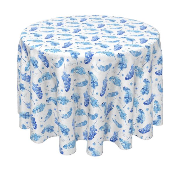 Round Tablecloth, 100% Polyester, 70  Round, Blue Watercolor Feathers