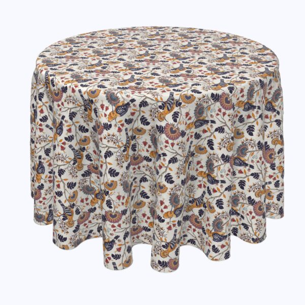 Round Tablecloth, 100% Polyester, 70  Round, Hoopoes Birds and Flowers