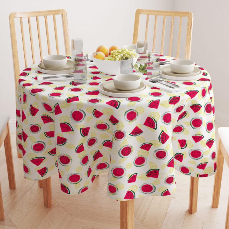Round Tablecloth, 100% Polyester, 90  Round, Citrus Summertime - Image 2