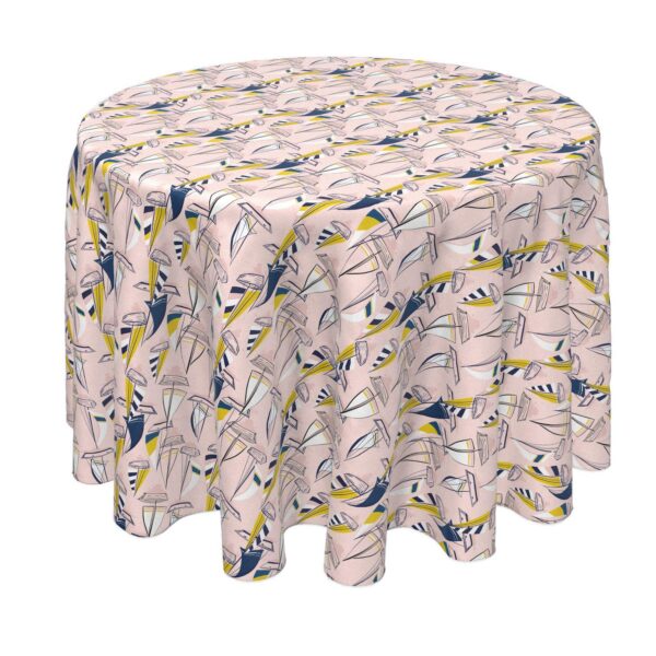 Round Tablecloth, 100% Polyester, 60  Round, Sailboats Pink