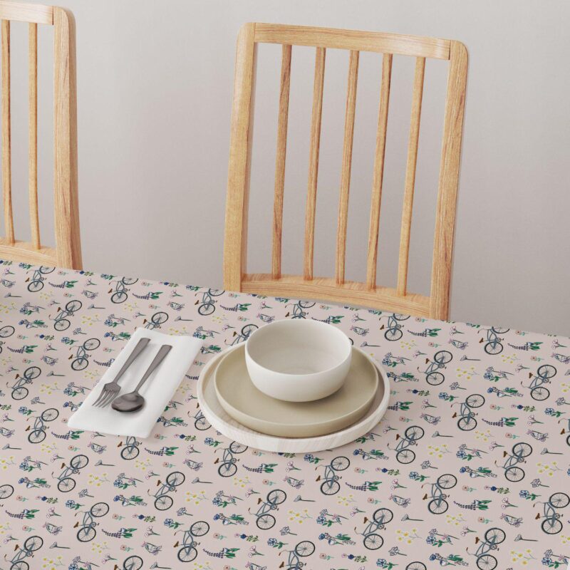 Round Tablecloth, 100% Polyester, 60  Round, Bike Ride in Flowers - Image 4