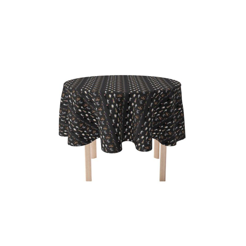 Round Tablecloth, 100% Polyester, 90  Round, Halloween Usual Characters