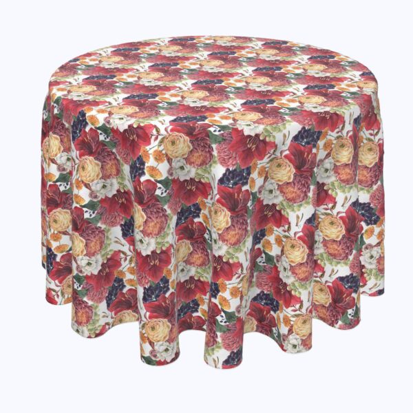 Round Tablecloth, 100% Polyester, 60  Round, Watercolor Floral and Grapes