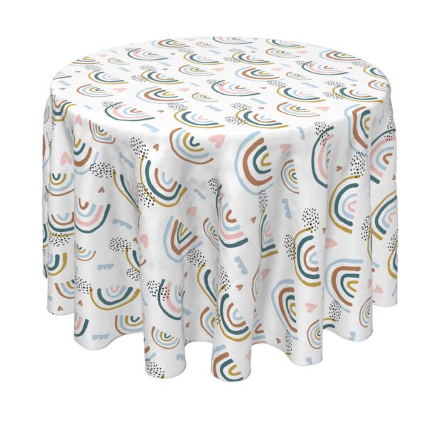 Round Tablecloth, 100% Polyester, 90  Round, Rainbows and Hearts