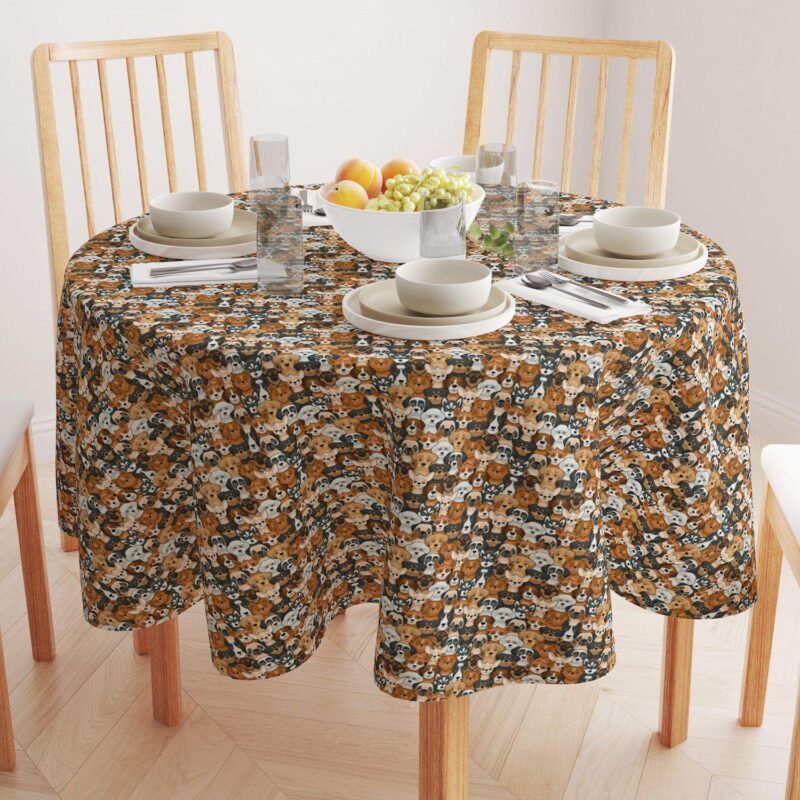 Round Tablecloth, 100% Polyester, 70  Round, Cheerful Dogs - Image 2