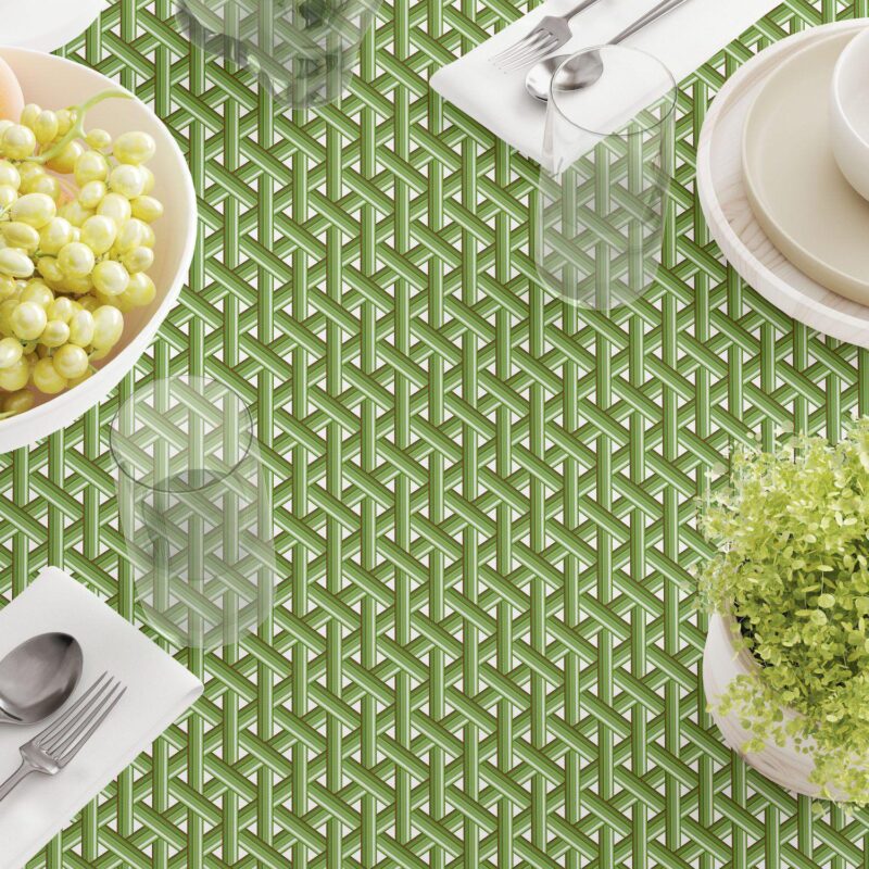 Round Tablecloth, 100% Polyester, 60  Round, Intertwined Green Wicker - Image 3