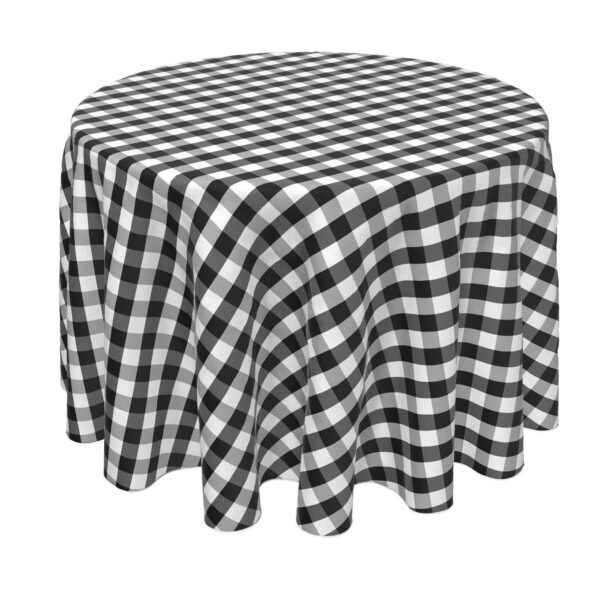 Round Tablecloth, 100% Polyester, 90  Round, Picnic Check, Black