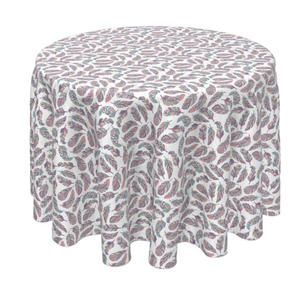 Round Tablecloth, 100% Polyester, 60  Round, Patterned Feathers