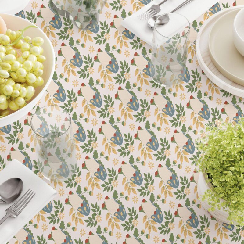 Round Tablecloth, 100% Polyester, 90  Round, Cute Gnomes and Flowers - Image 3