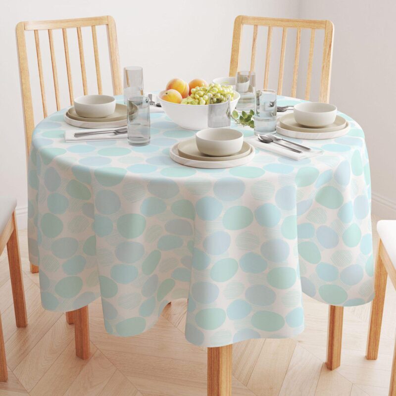 Round Tablecloth, 100% Polyester, 60  Round, Blue Polka Dot Scribble - Image 2