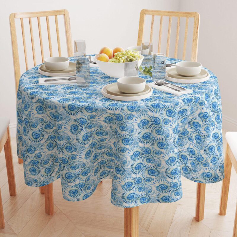 Round Tablecloth, 100% Polyester, 60  Round, Coastal Watercolor Shells - Image 2