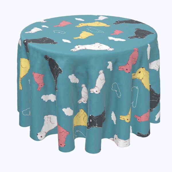 Round Tablecloth, 100% Polyester, 70  Round, Bunny in the Clouds