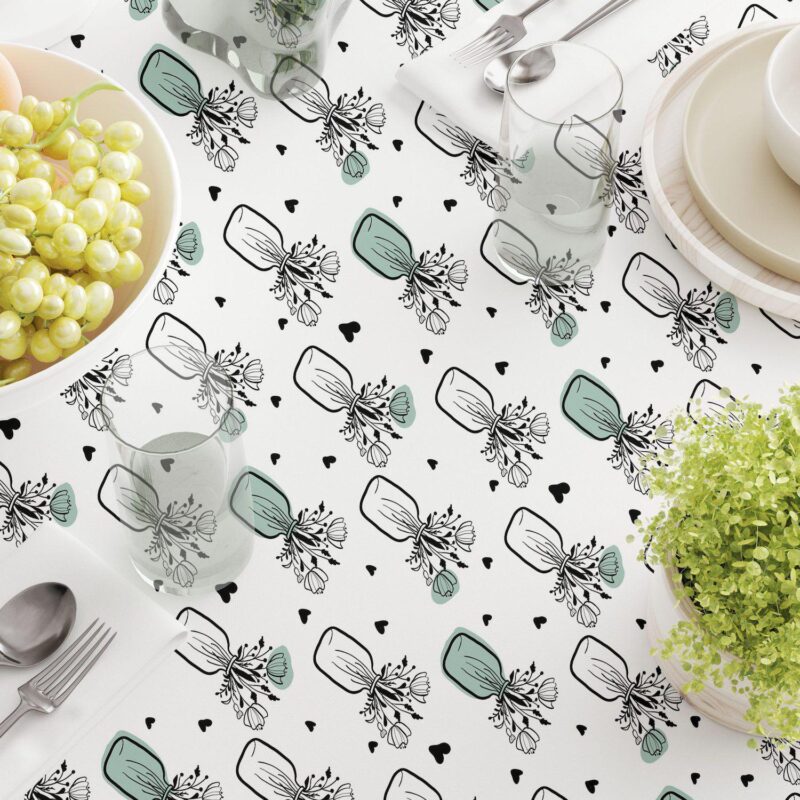 Round Tablecloth, 100% Polyester, 70  Round, Bouquets in Jars - Image 3