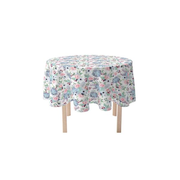 Round Tablecloth, 100% Polyester, 70  Round, Pink Roses and Succulents