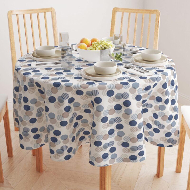 Round Tablecloth, 100% Polyester, 90  Round, Abstract Monotone Dots - Image 2