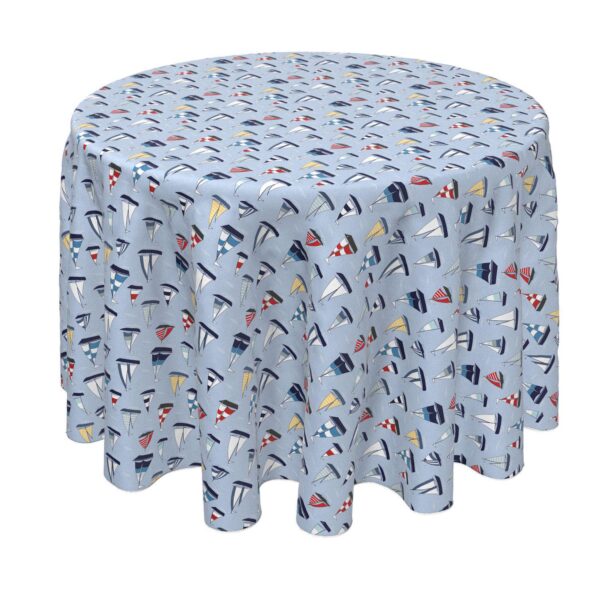 Round Tablecloth, 100% Polyester, 90  Round, Marine Sailboats