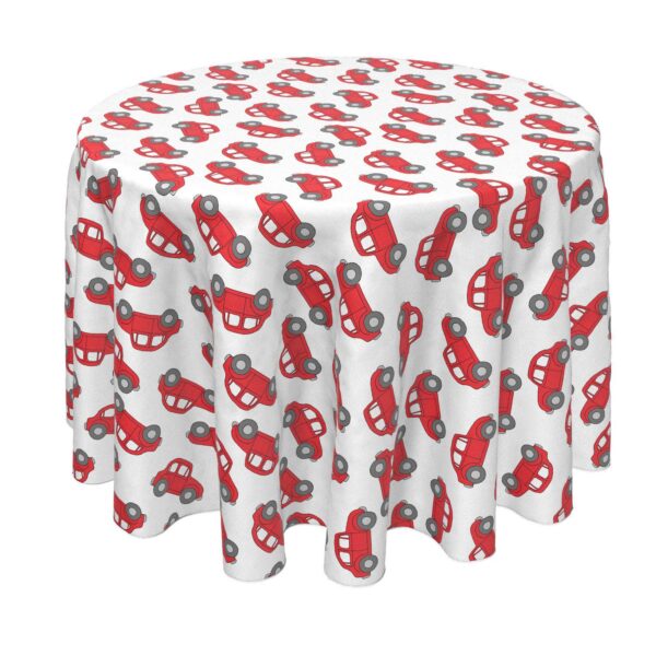 Round Tablecloth, 100% Polyester, 70  Round, Red Vintage Cars