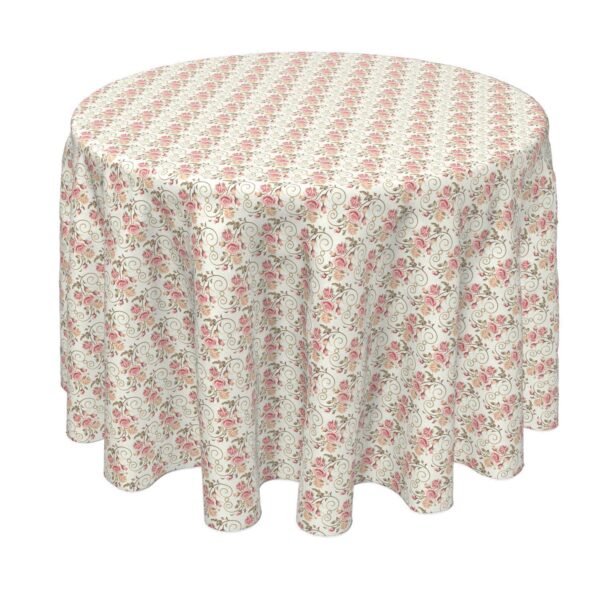 Round Tablecloth, 100% Polyester, 90  Round, Roses and Swirls