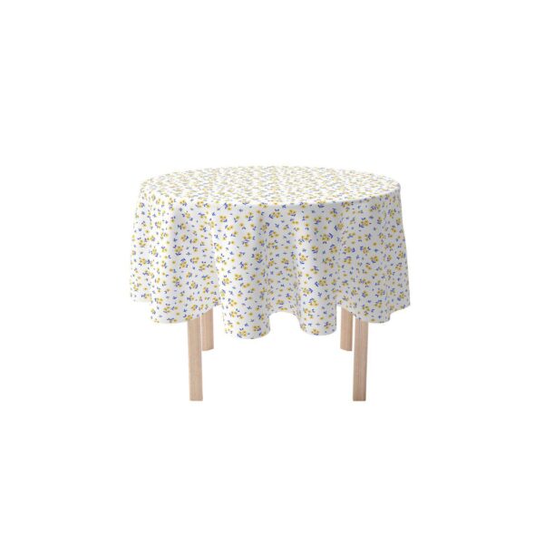 Round Tablecloth, 100% Polyester, 90  Round, Daisy Allover Pattern