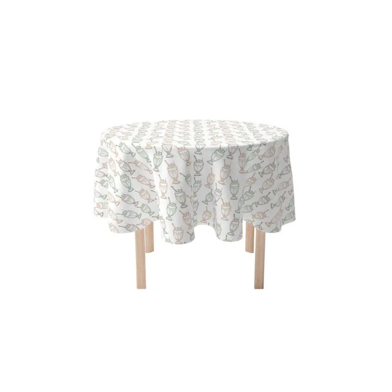 Round Tablecloth, 100% Polyester, 90  Round, Ice Cream Social