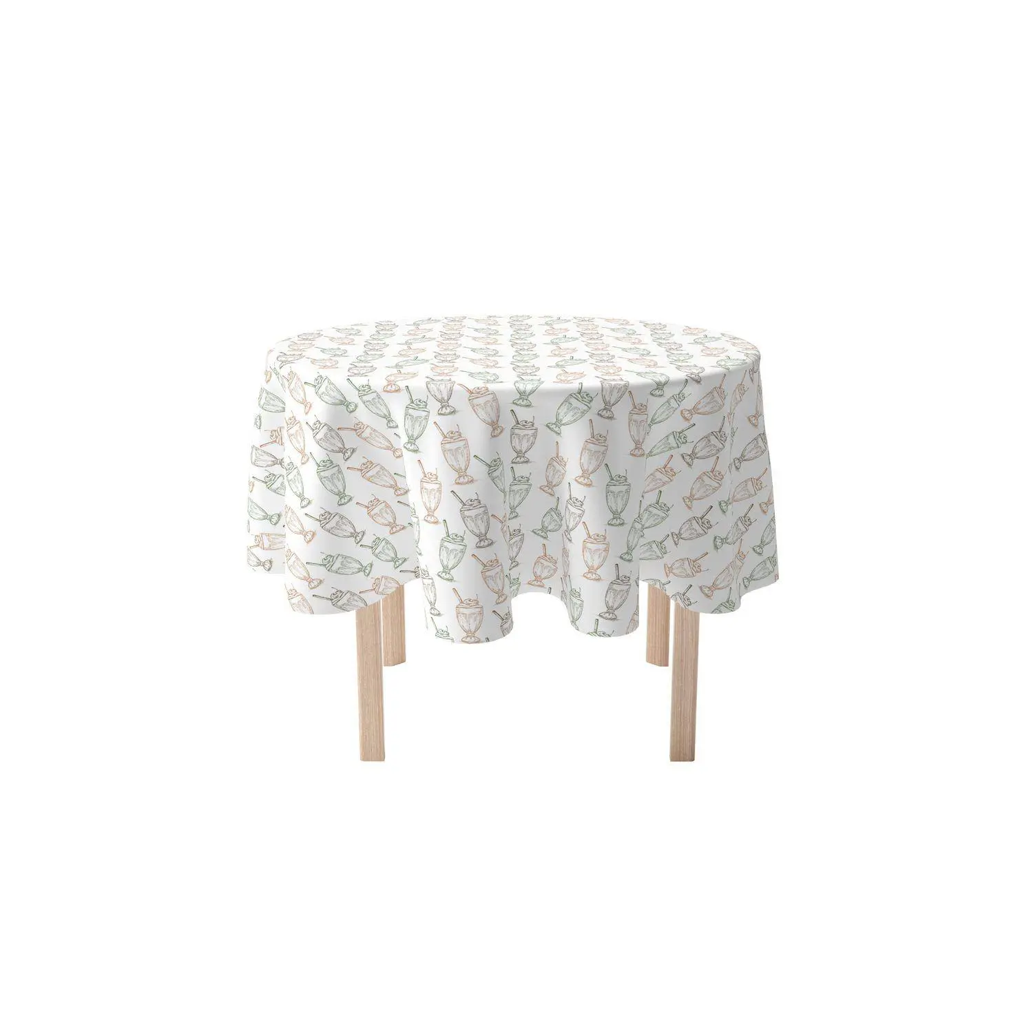Round Tablecloth, 100% Polyester, 90 Round, Ice Cream Social 1 Round Tablecloth, 100% Polyester, 90  Round, Ice Cream Social