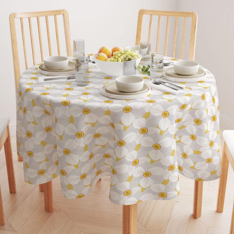 Round Tablecloth, 100% Polyester, 70  Round, Large Petal Flowers - Image 2