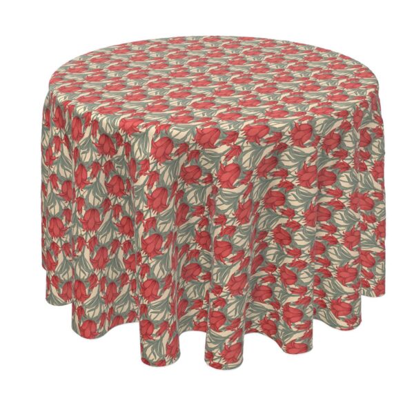 Round Tablecloth, 100% Polyester, 90  Round, Scarlet Red Flowers